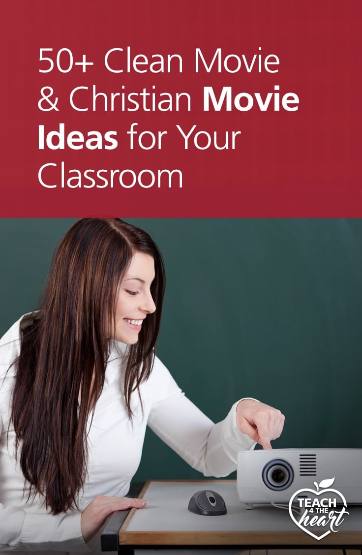 We've gathered a list of the best clean movies and Christian movies for you to use in your classroom! Not sure what movie to show for your rainy indoor recess day or class party? Check out this list for more than 50 great ideas.